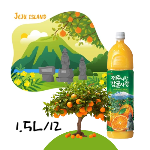 Lotte Jeju Orange Juice(Jeju sarang Gamgul sarang) 1.5L/12