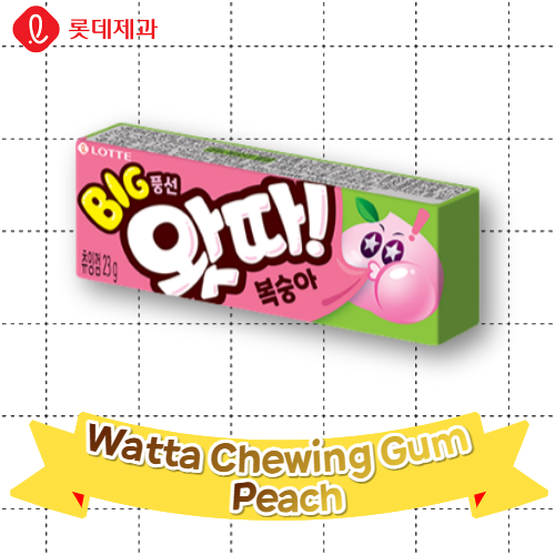 Lotte Snack_Watta Chewing Gum Peach 23g*16